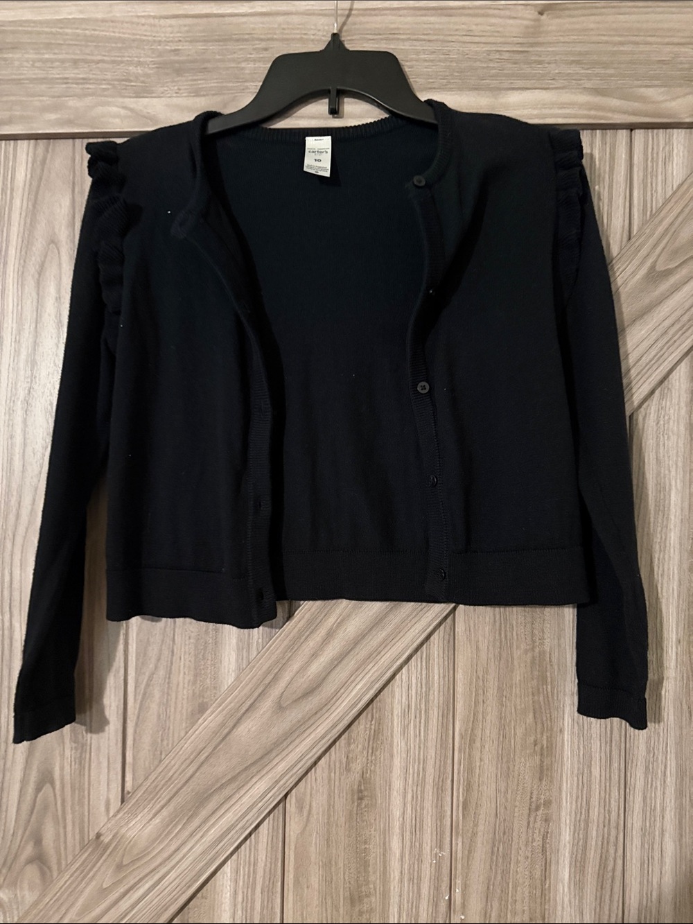 Carter's Black Ruffle-Trim Button Cardigan
